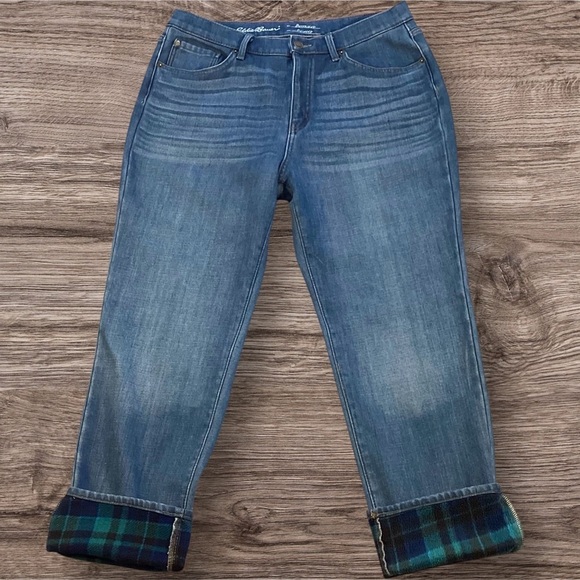 Eddie Bauer Flannel Lined Boyfriend Relaxed Leg Jeans, Size 16 - Picture 1 of 13